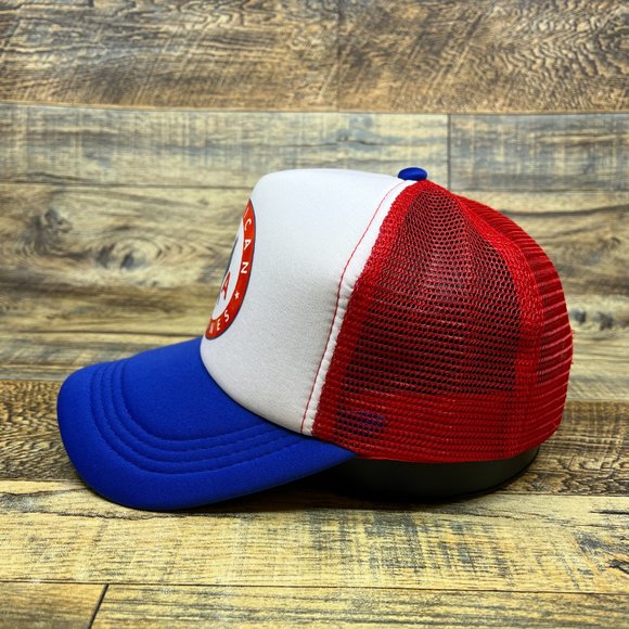 American Airlines Mens Trucker Hat Blue Snapback Retro Airplane Logo Ball Cap - Picture 3 of 7